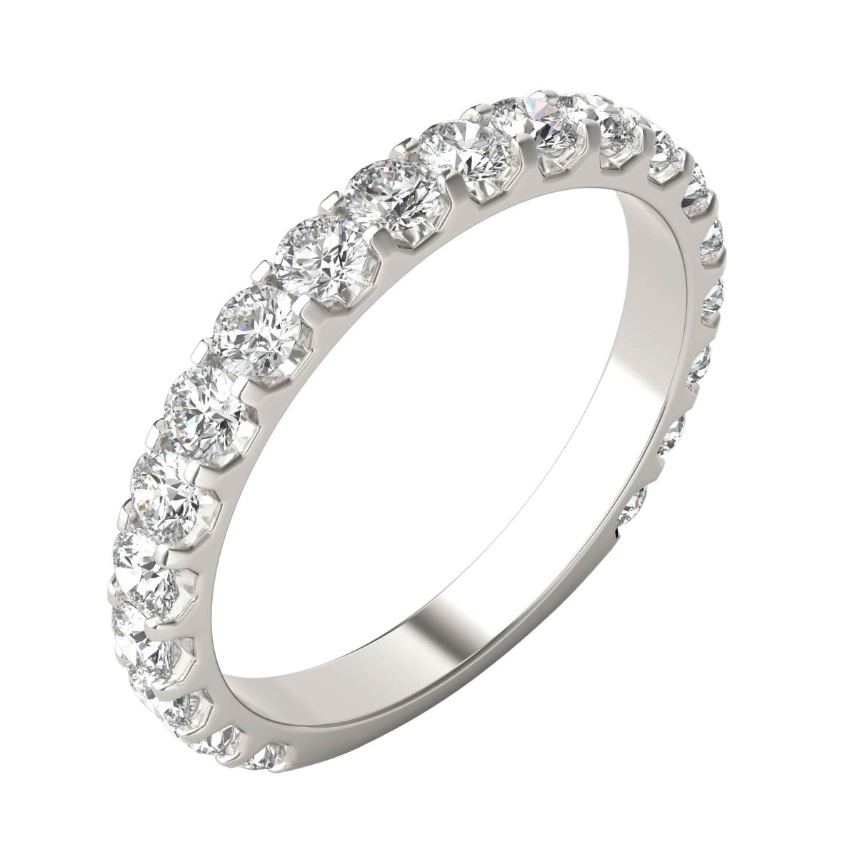 1.00 CTW DEW Round Moissanite Classic Anniversary Band in 14K White Gold