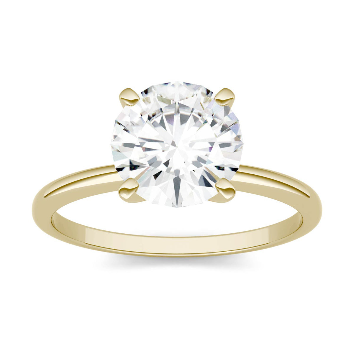 1.90 CTW DEW Round Moissanite Solitaire Engagement Ring in 14K Yellow Gold