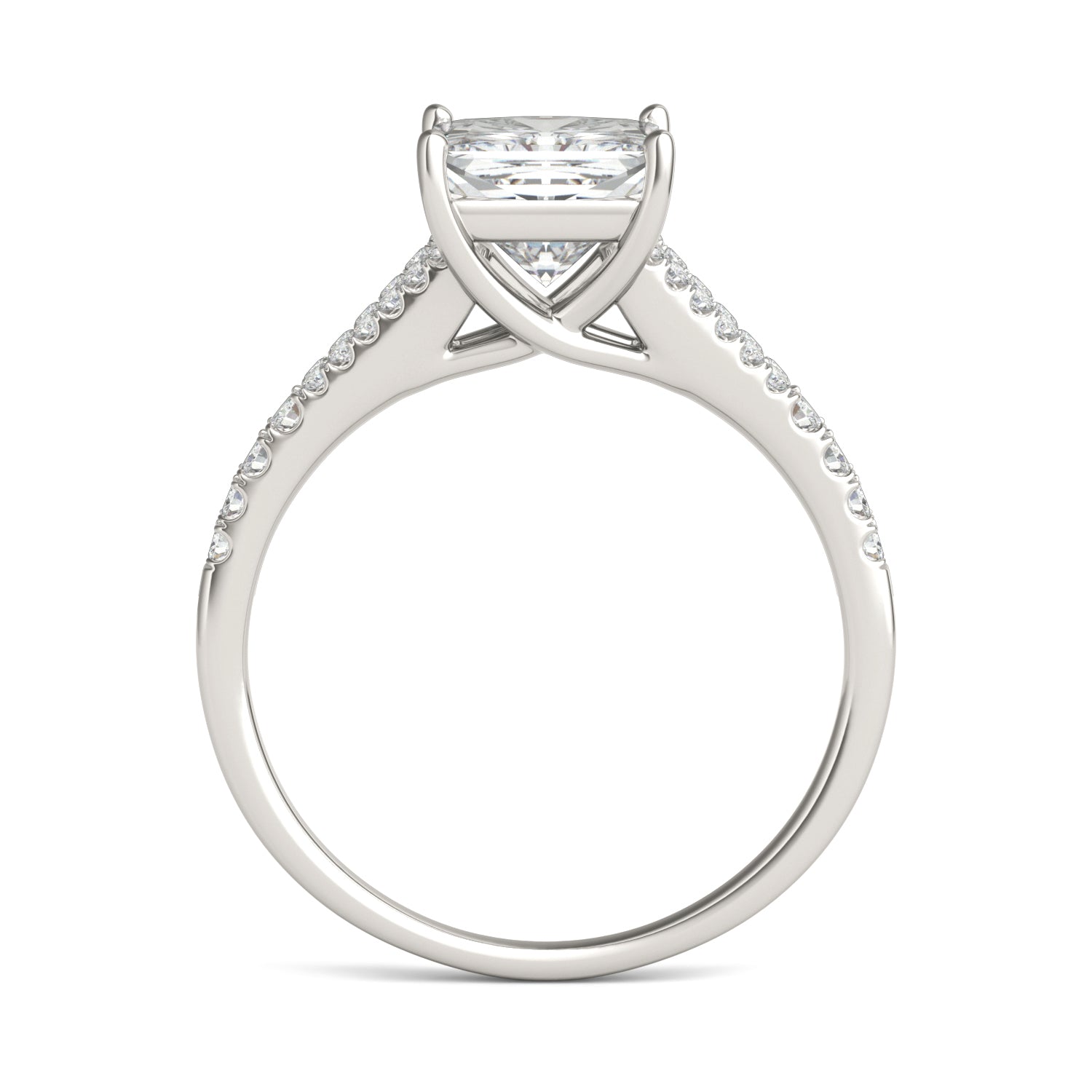1.71 CTW DEW Princess Moissanite Split Shank Accented in 14K White Gold