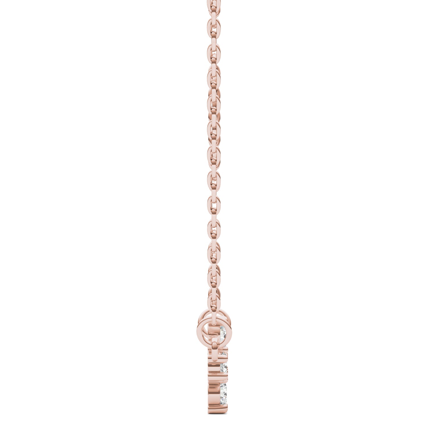 0.18 CTW DEW Round Moissanite Fixed Cross Necklace in 14K Rose Gold