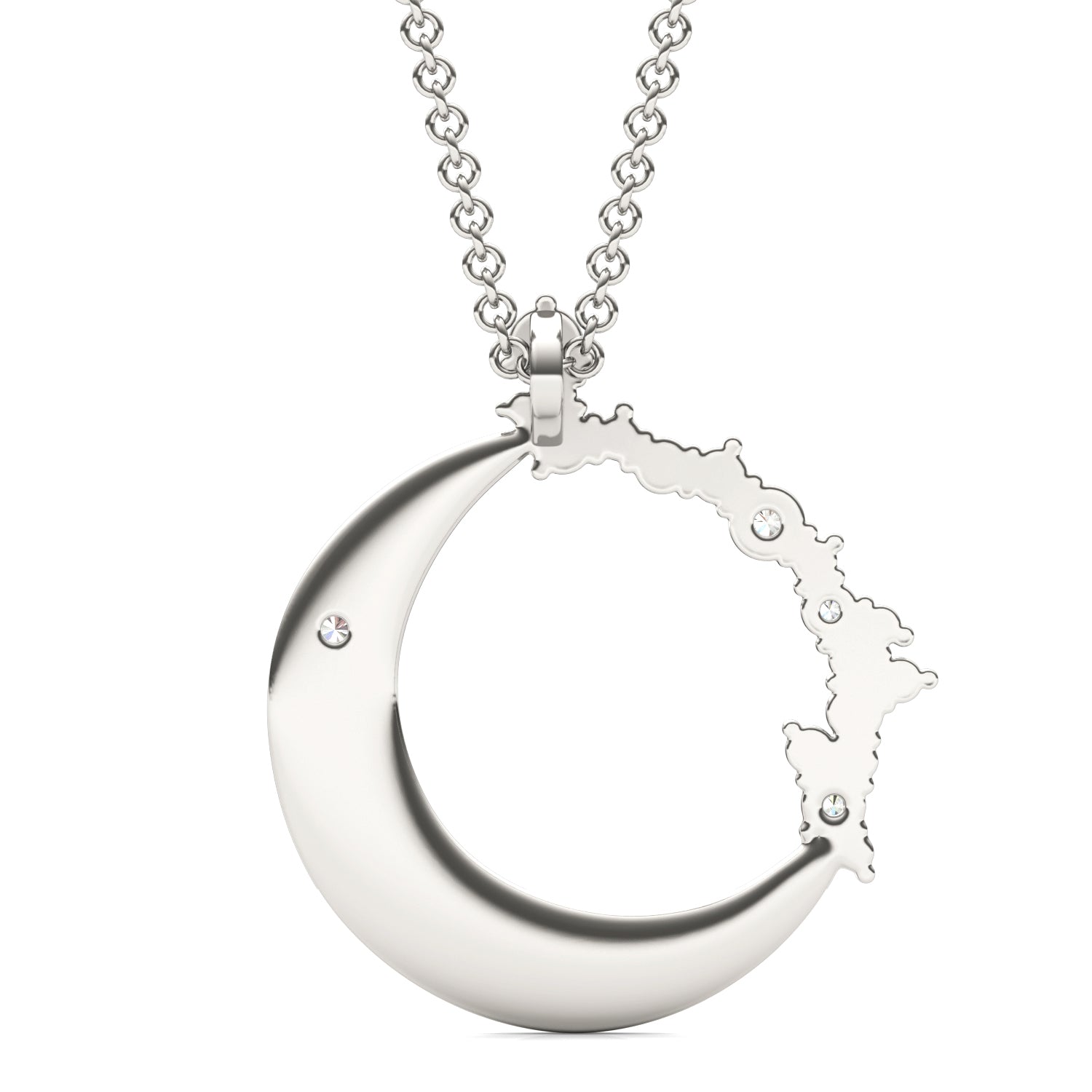 0.29 CTW DEW Round Moissanite Moon Cluster Pendant in 14K White Gold