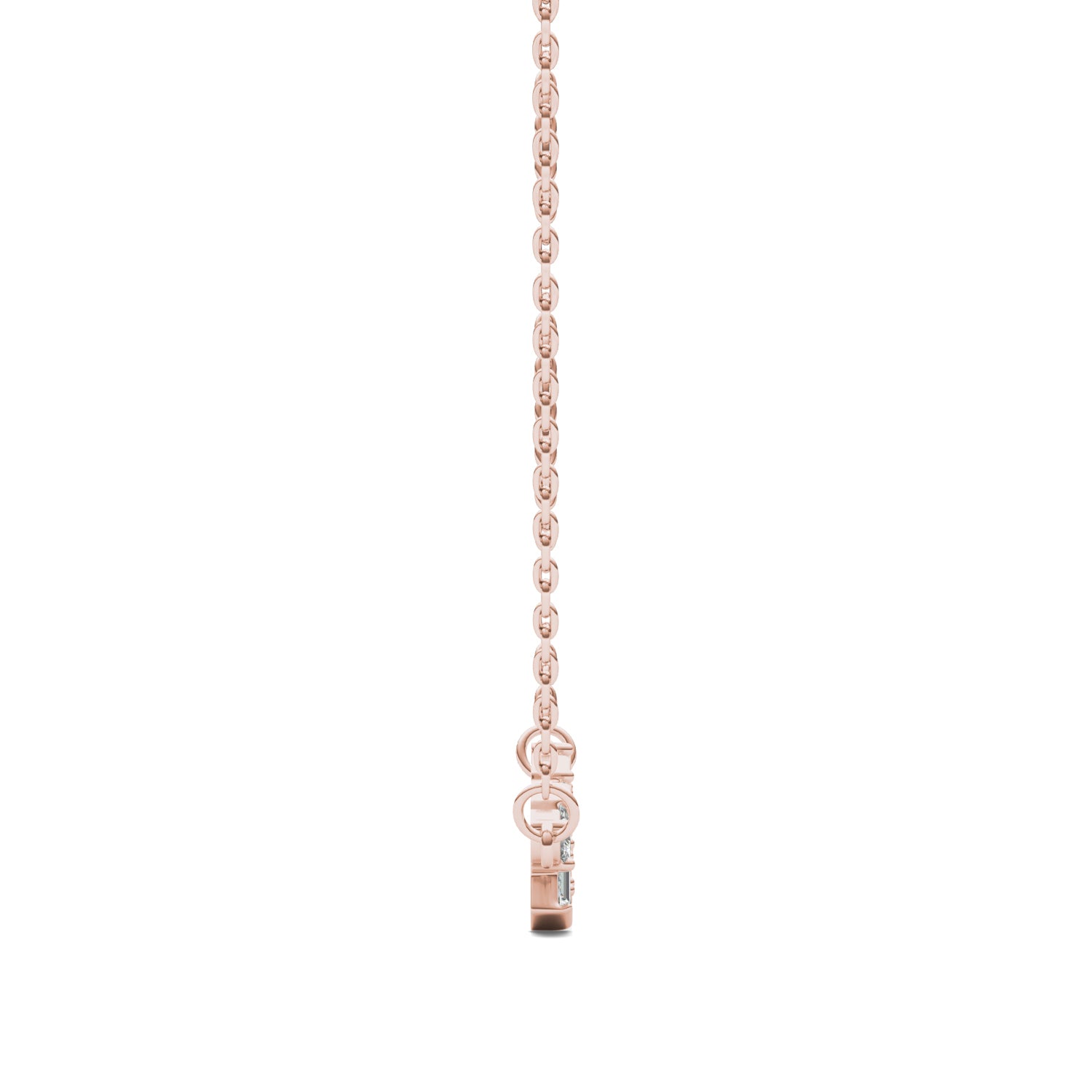 0.72 CTW DEW Straight Baguette Moissanite Fixed Alternating Necklace in 14K Rose Gold