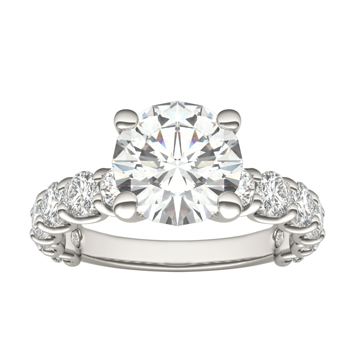 Forever Bright 3.76 CTW Moissanite Round Accented Engagement Ring 14K White Gold