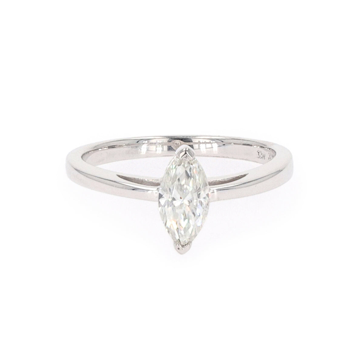 0.70 CTW DEW Marquise Moissanite Solitaire Ring in Sterling Silver