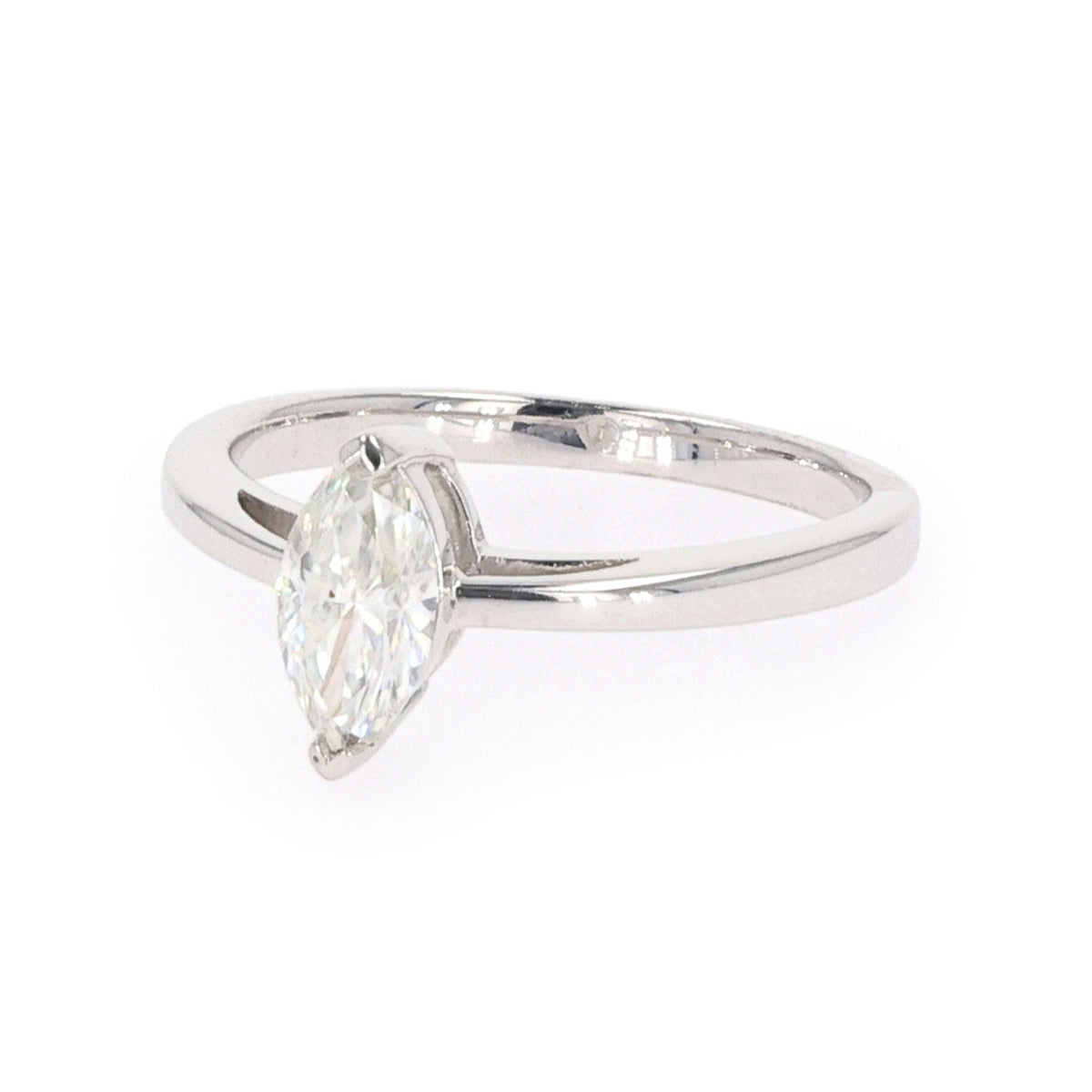 0.70 CTW DEW Marquise Moissanite Solitaire Ring in Sterling Silver