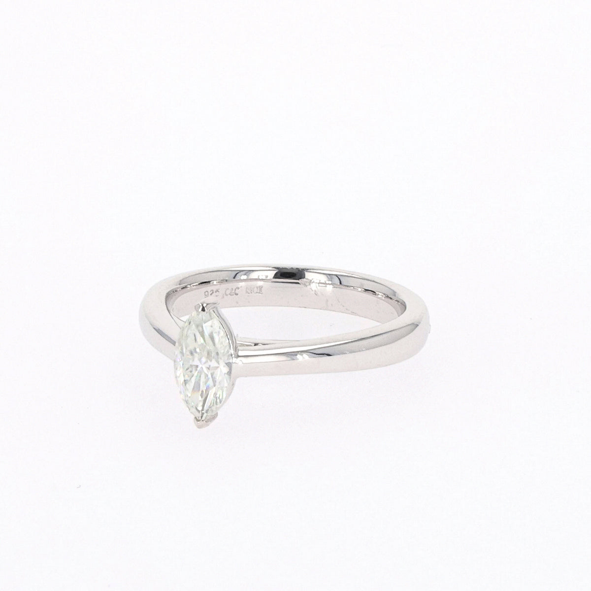0.70 CTW DEW Marquise Moissanite Two Prong Solitaire Ring in Sterling Silver