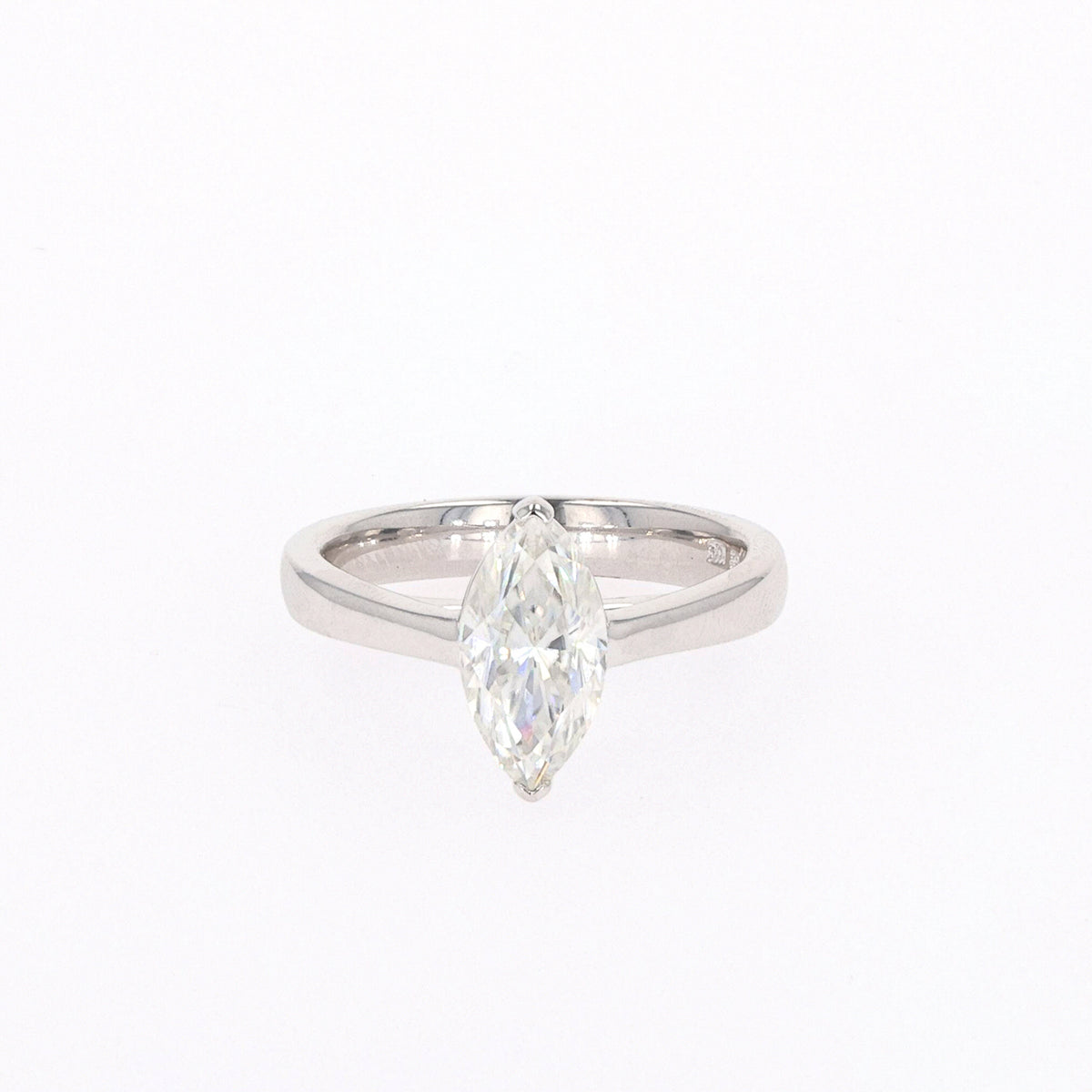 1.80 CTW DEW Marquise Moissanite Two-Prong Solitaire Ring in Sterling Silver