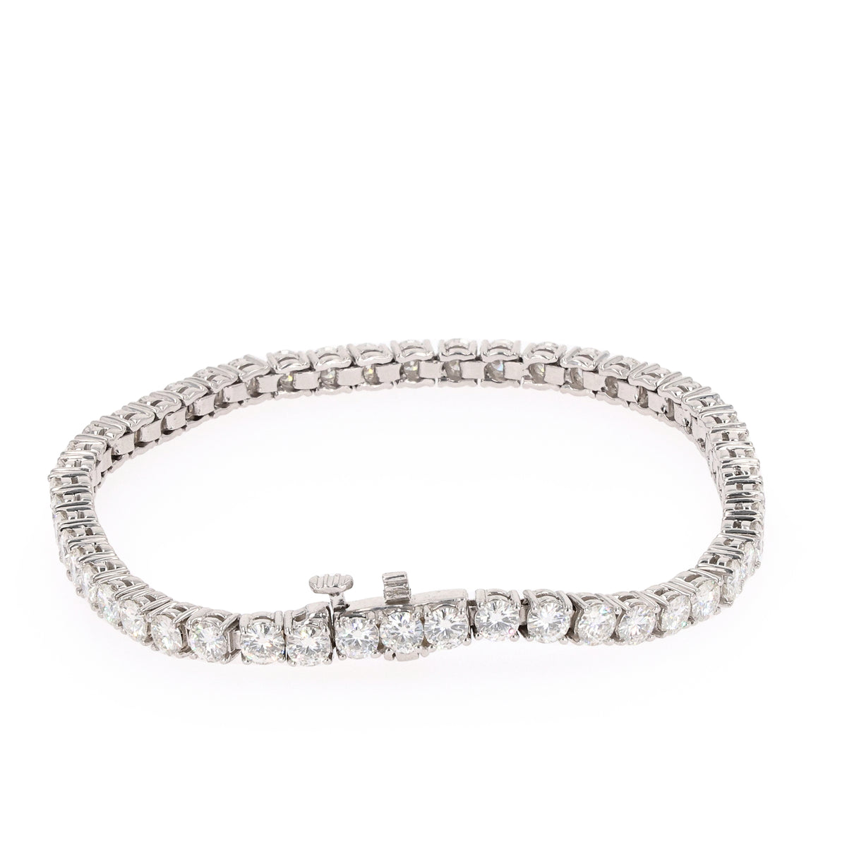 6.50 CTW DEW Round Moissanite Four Prong Tennis Bracelet in Sterling Silver