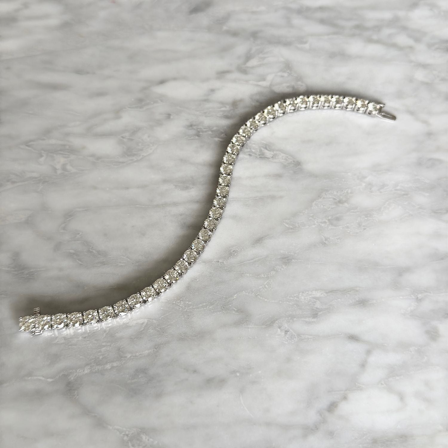 12.21 CTW DEW Round Moissanite Tennis Bracelet in Sterling Silver