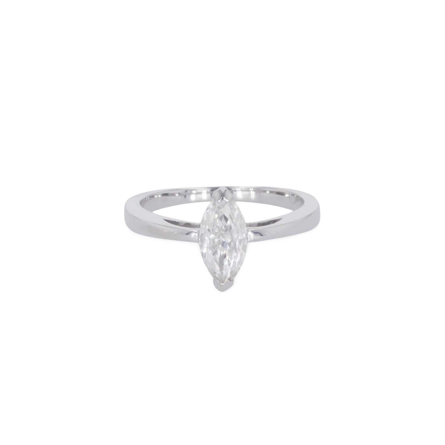 0.70 CTW DEW Marquise Moissanite Solitaire Ring in Sterling Silver