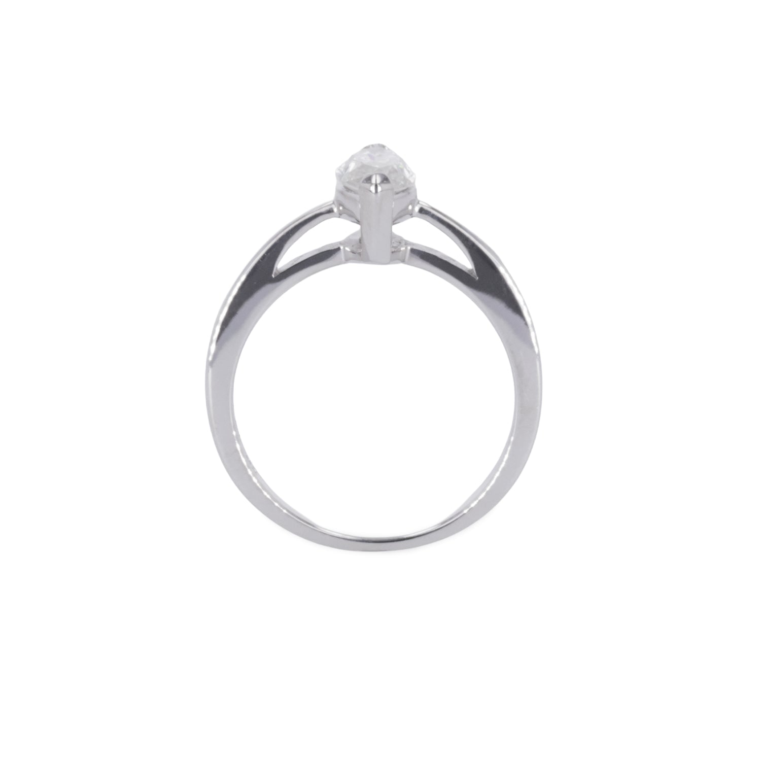0.70 CTW DEW Marquise Moissanite Solitaire Ring in Sterling Silver