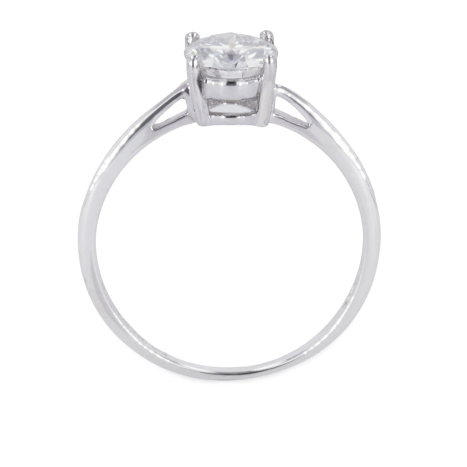 1.00 CTW DEW Round Moissanite Solitaire Engagement Ring in Sterling Silver
