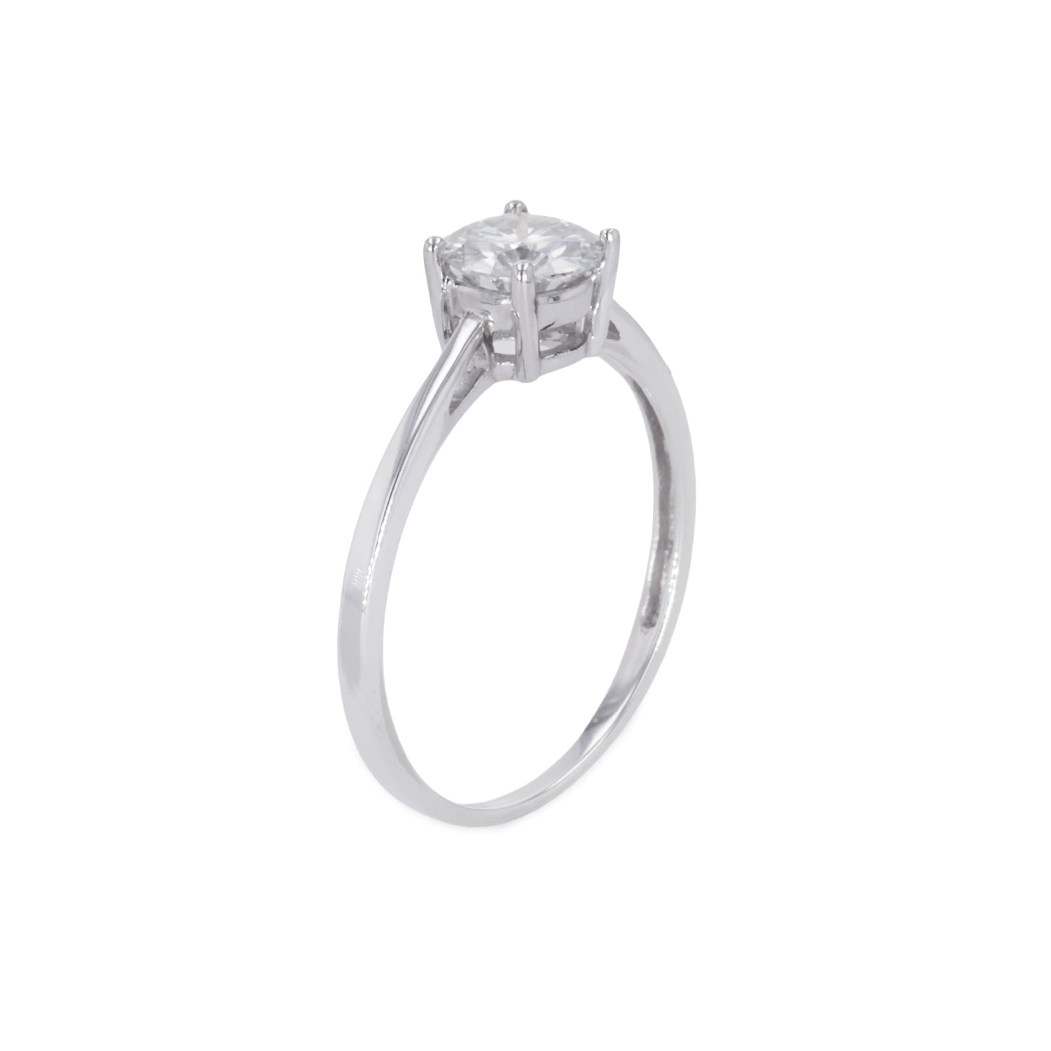 1.00 CTW DEW Round Moissanite Solitaire Engagement Ring in Sterling Silver