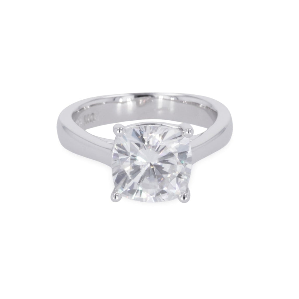 2.80 CTW DEW Cushion Four Prong Solitaire Engagement Ring Sterling