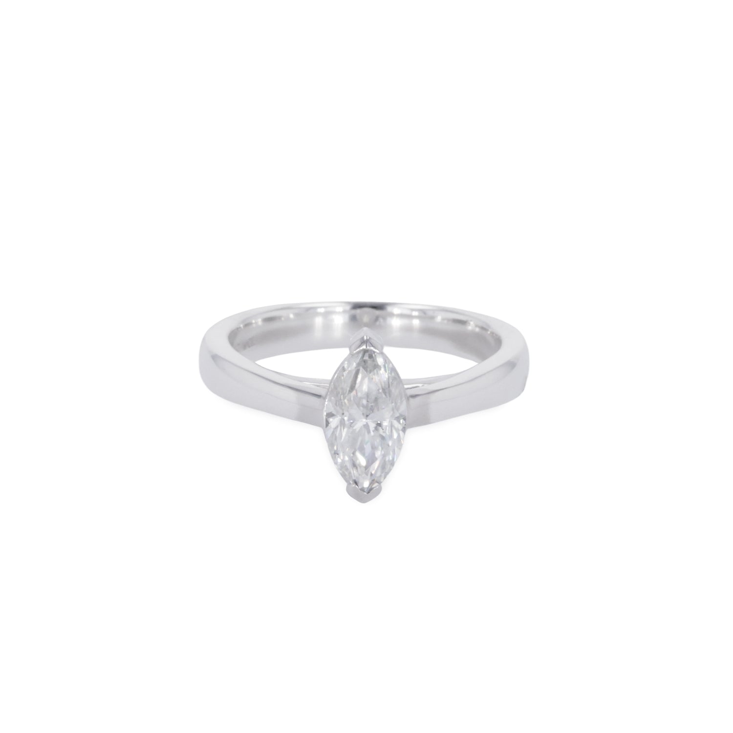 0.70 CTW DEW Marquise Moissanite Two Prong Solitaire Ring in Sterling Silver