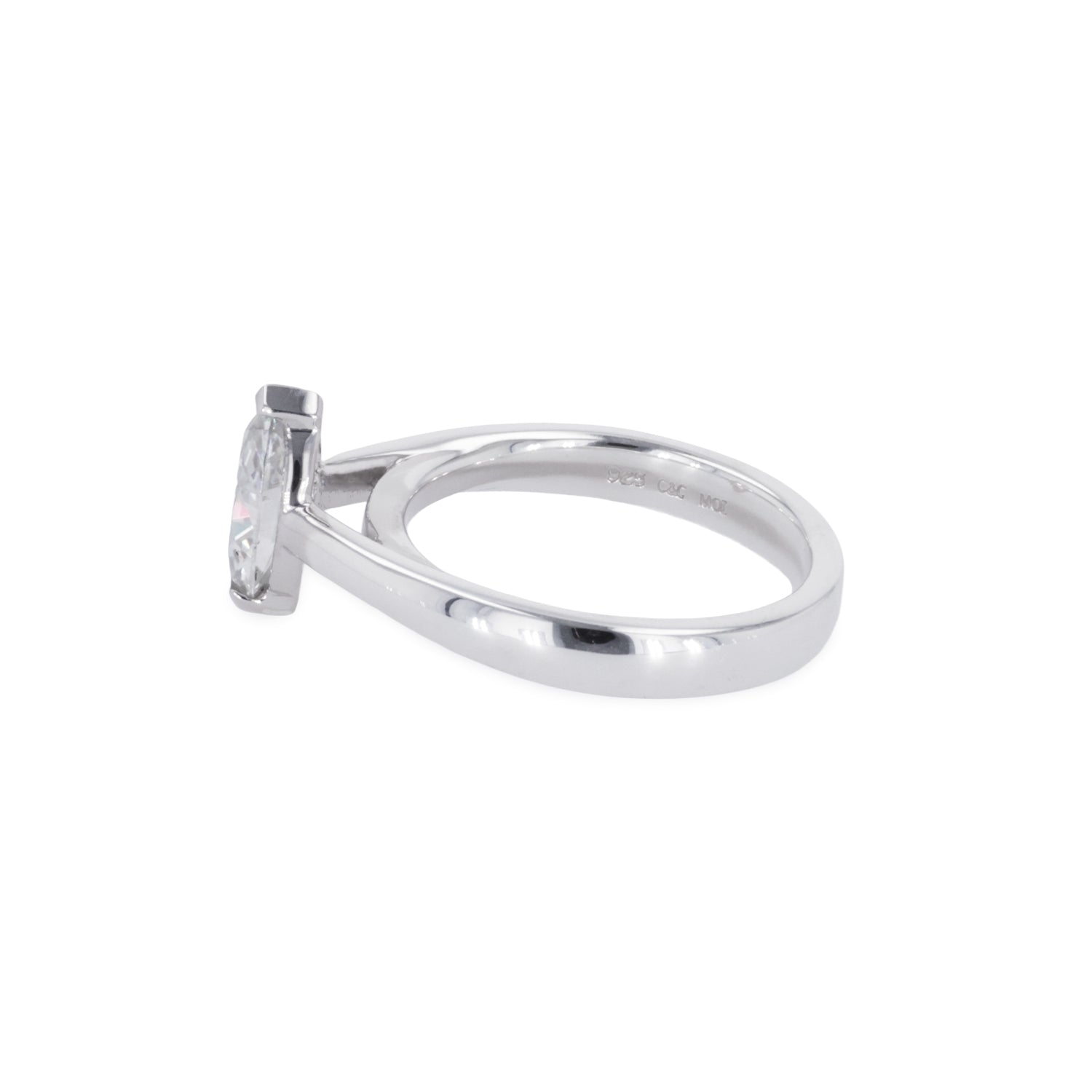 0.70 CTW DEW Marquise Moissanite Two Prong Solitaire Ring in Sterling Silver