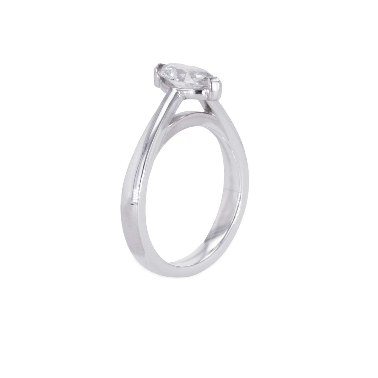 0.70 CTW DEW Marquise Moissanite Two Prong Solitaire Ring in Sterling Silver