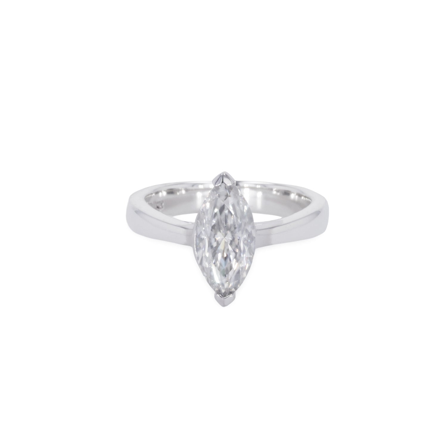 1.40 CTW DEW Marquise Moissanite Solitaire Ring in Sterling Silver