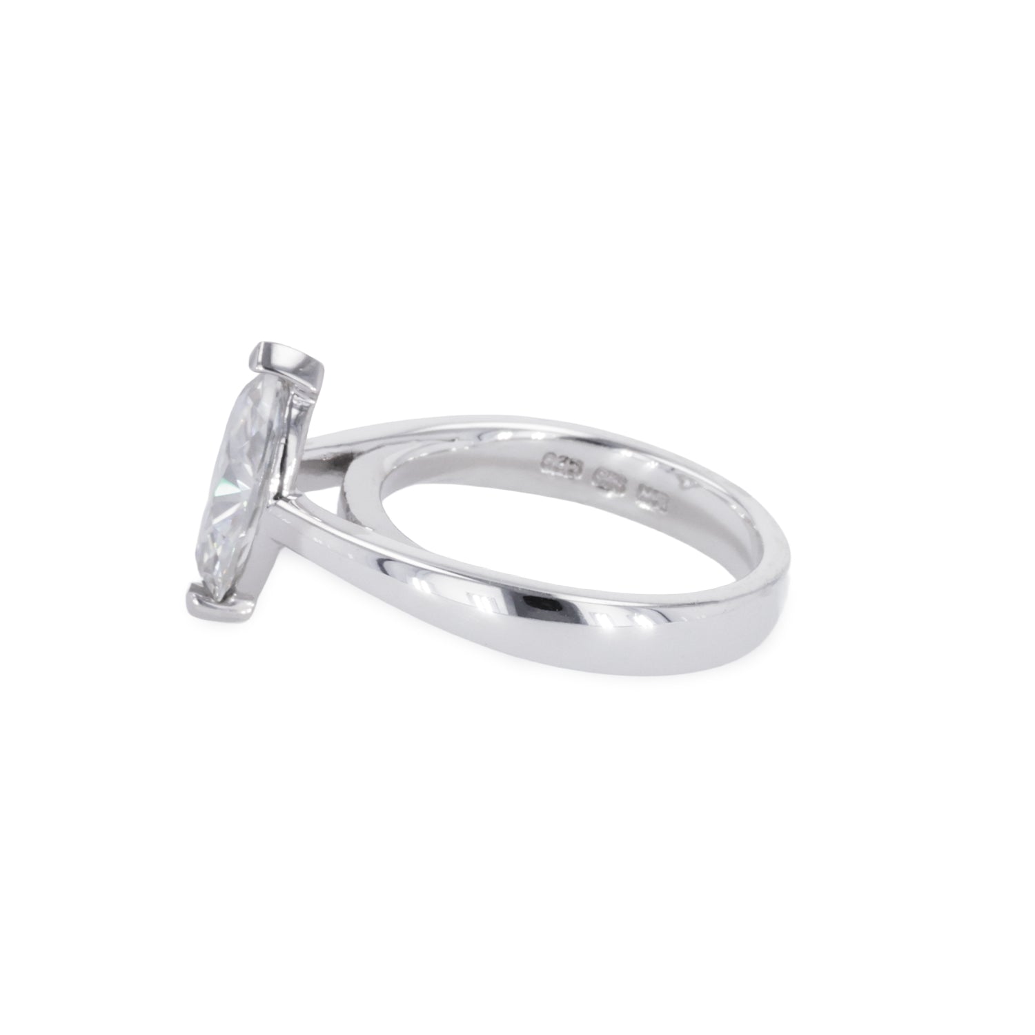 1.40 CTW DEW Marquise Moissanite Solitaire Ring in Sterling Silver