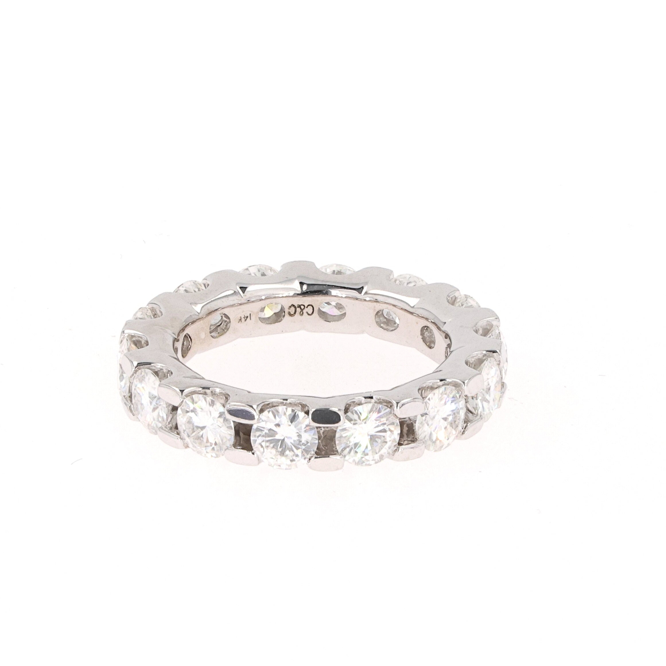 4.62 CTW DEW Round Moissanite Eternity Wedding Band in 14K White Gold
