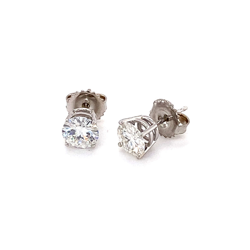 1.60 CTW DEW Round Moissanite Solitaire Stud Earrings in Sterling Silver