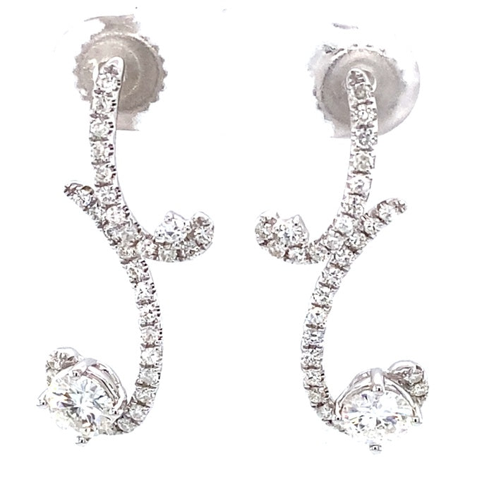 1.67 CTW DEW Round  Moissanite Swirl Drop Earrings in 14K White Gold