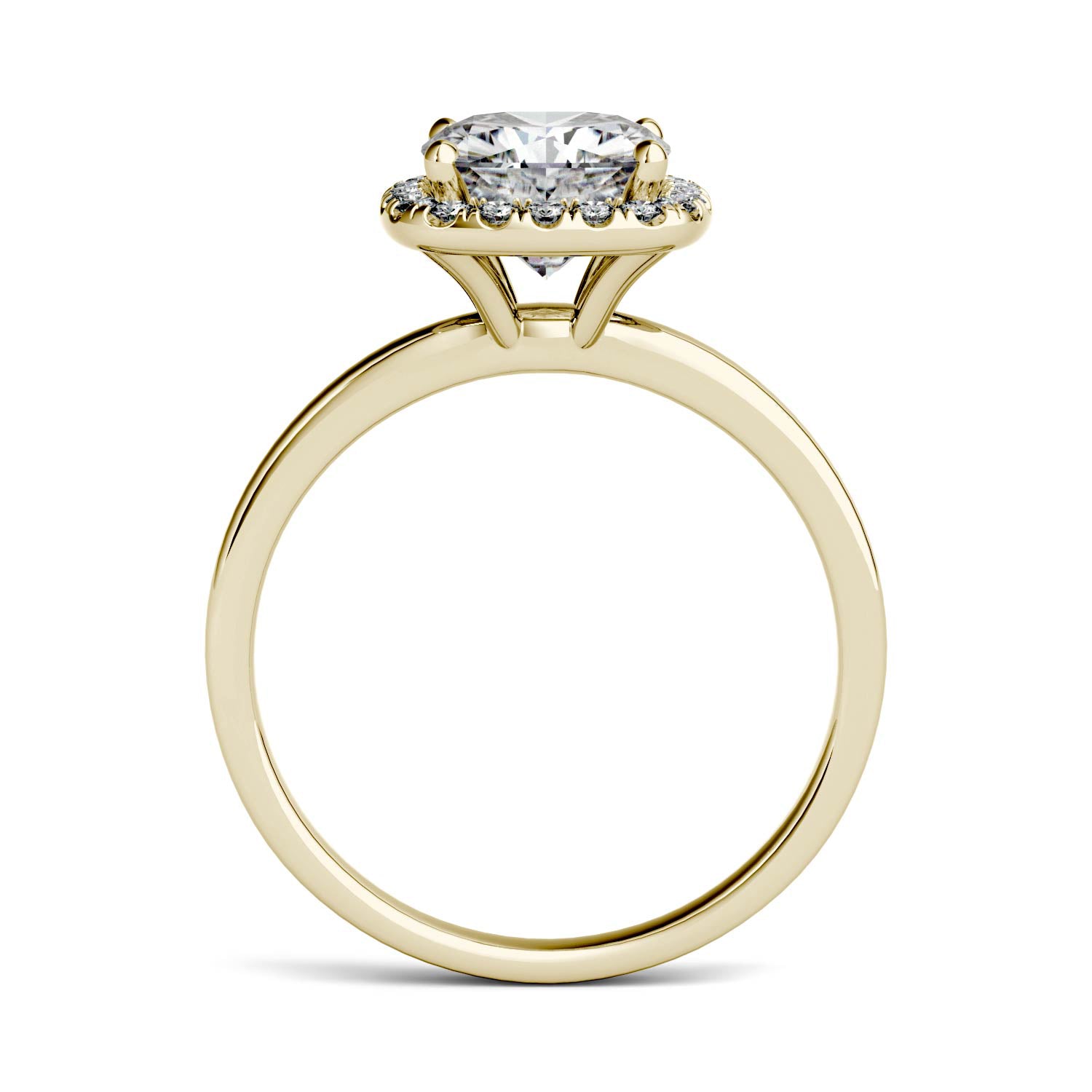 1.43 CTW DEW Cushion Moissanite Engagement Ring in 14K Yellow Gold