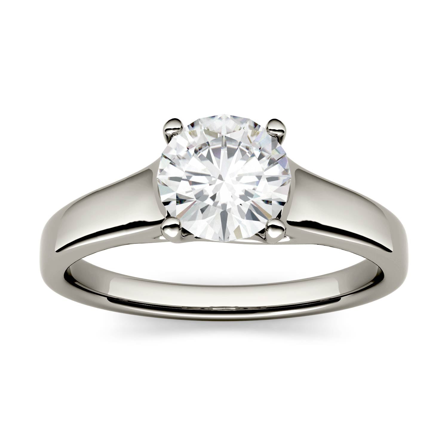 1.00 CTW DEW Round Moissanite Solitaire Ring in 14K White Gold