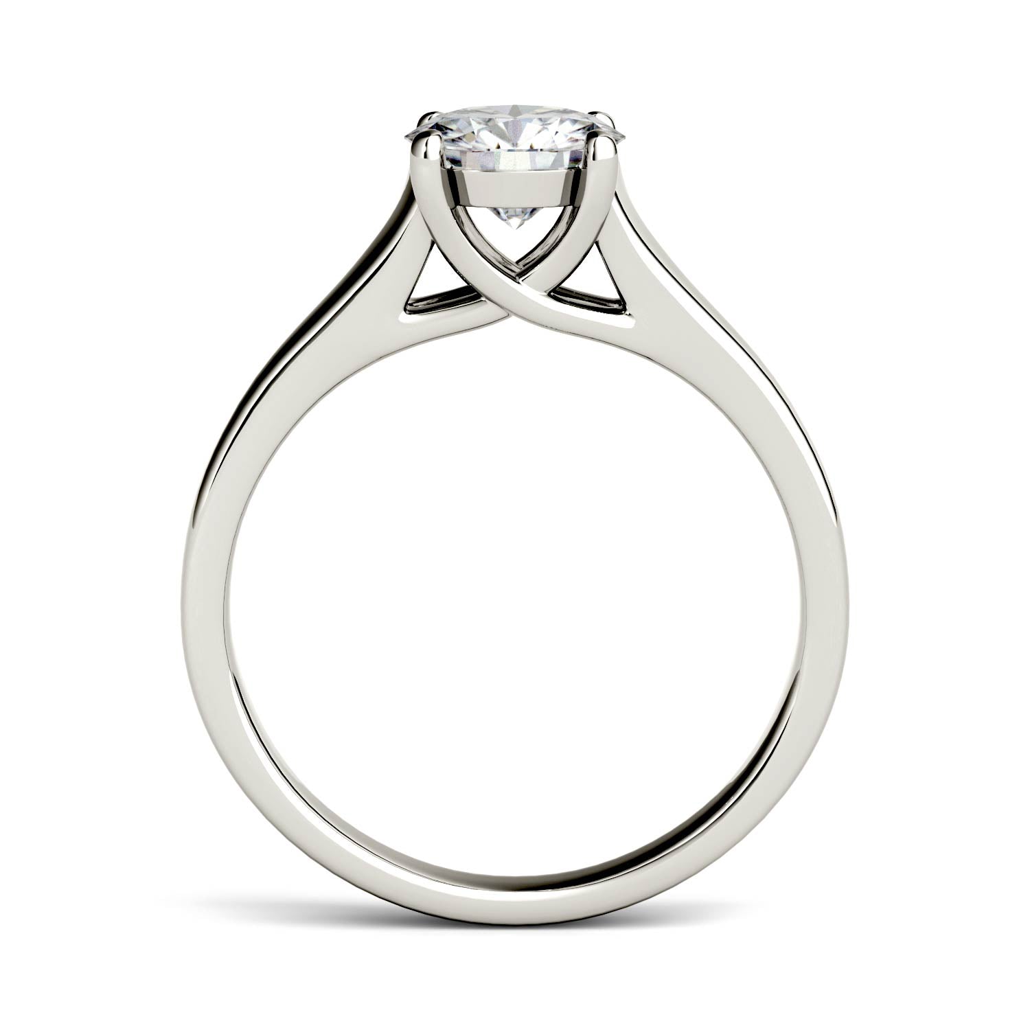 1.00 CTW DEW Round Moissanite Solitaire Ring in 14K White Gold