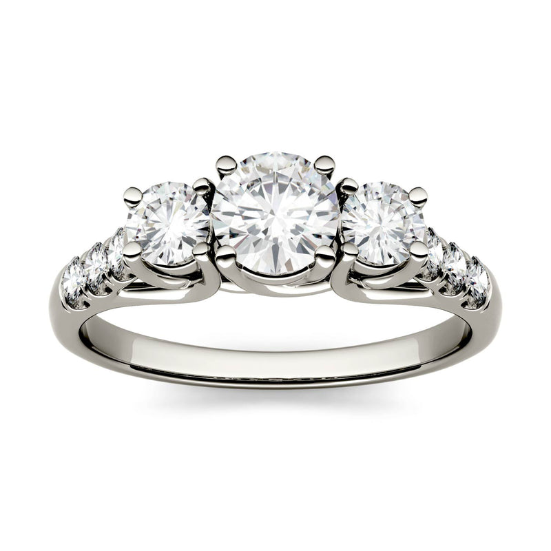 1.17 CTW DEW Round Moissanite Engagement Ring in 14K White Gold
