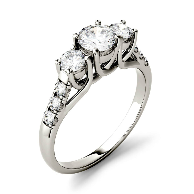 1.17 CTW DEW Round Moissanite Engagement Ring in 14K White Gold