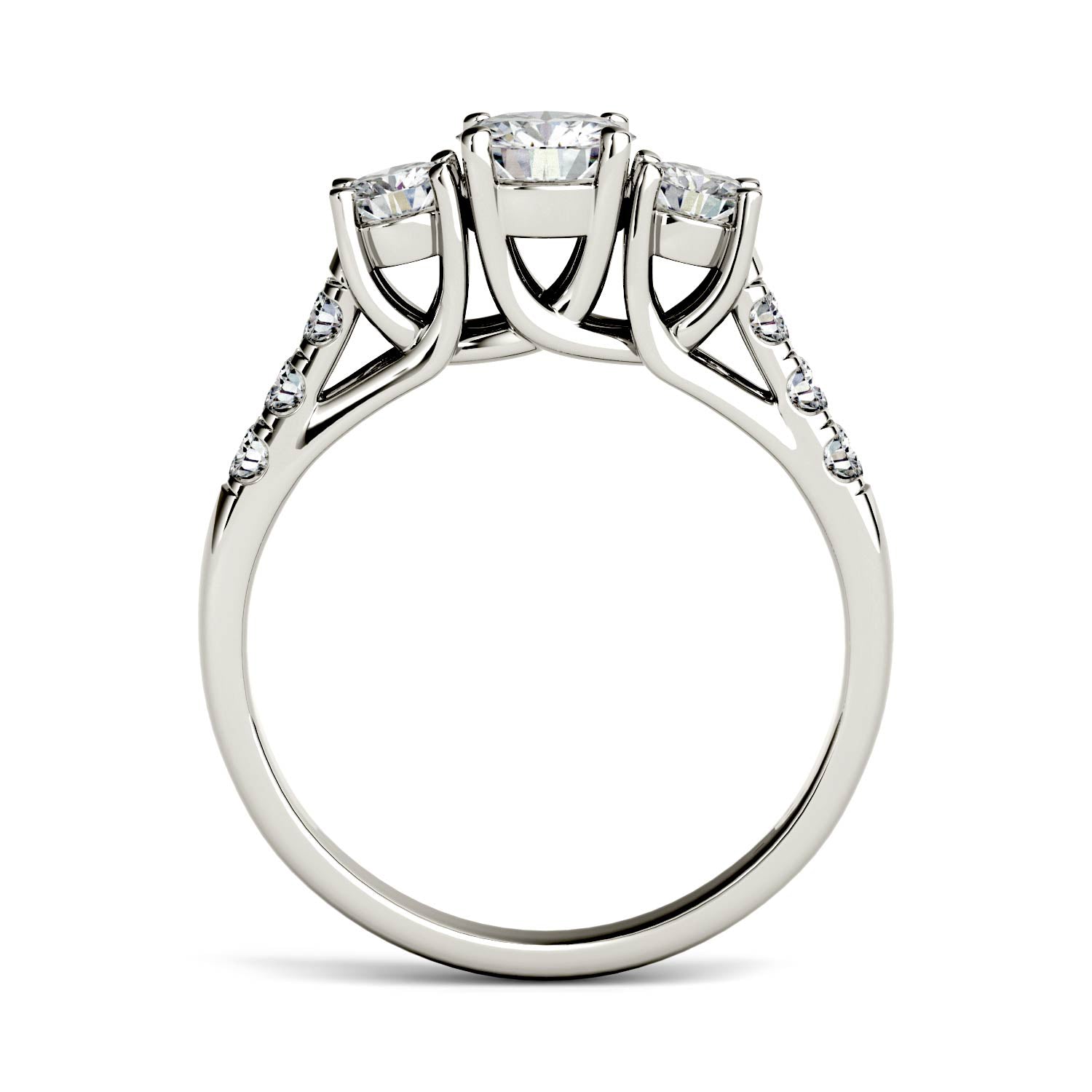 1.17 CTW DEW Round Moissanite Engagement Ring in 14K White Gold