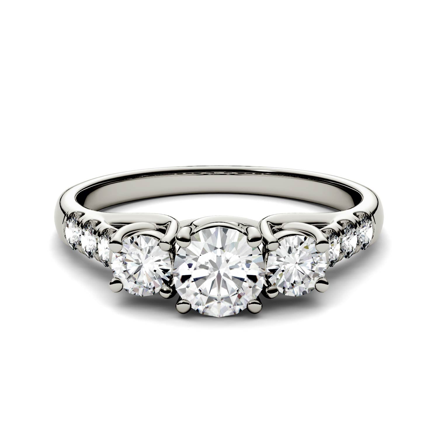 1.17 CTW DEW Round Moissanite Engagement Ring in 14K White Gold