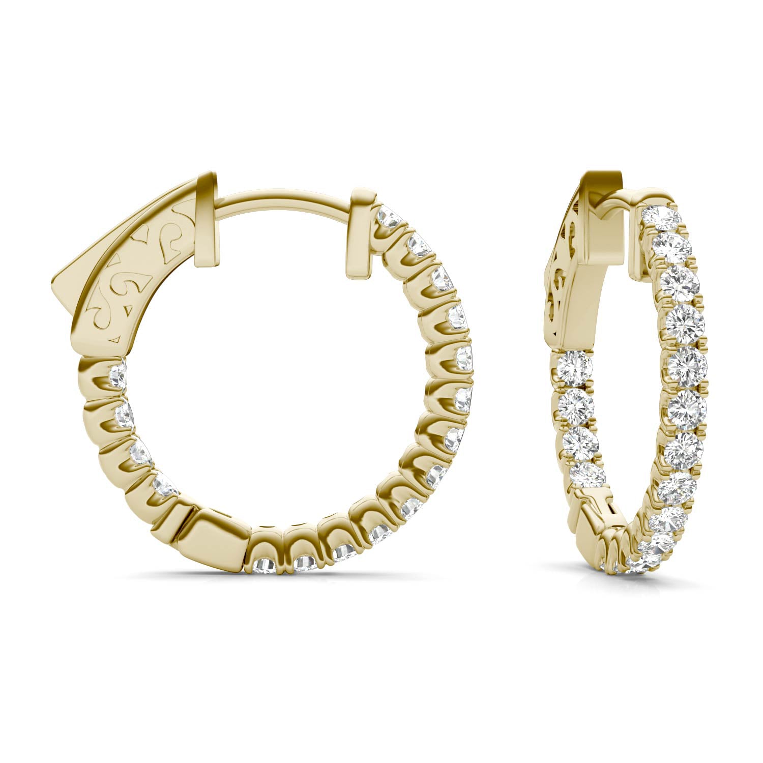 0.68 CTW DEW Round Moissanite Hoop Earrings in 14K Yellow Gold