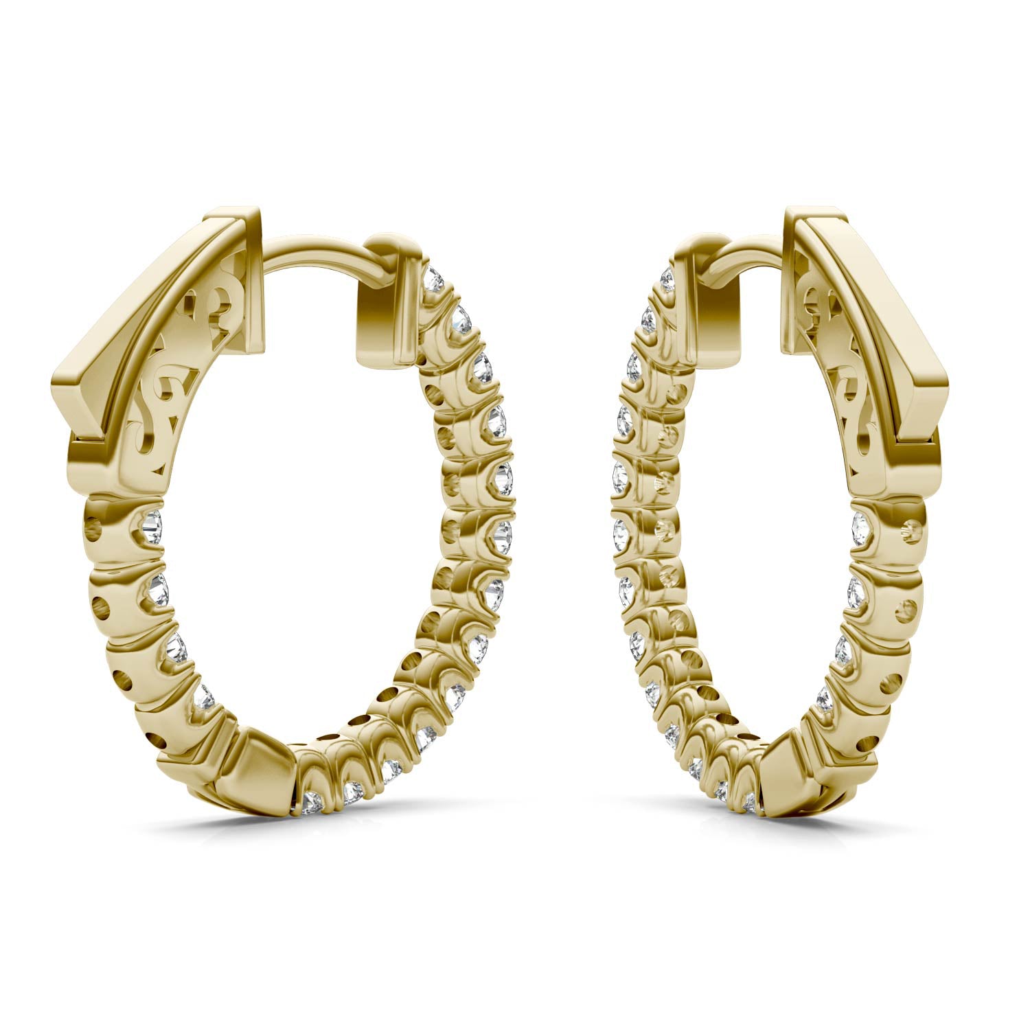 0.68 CTW DEW Round Moissanite Hoop Earrings in 14K Yellow Gold
