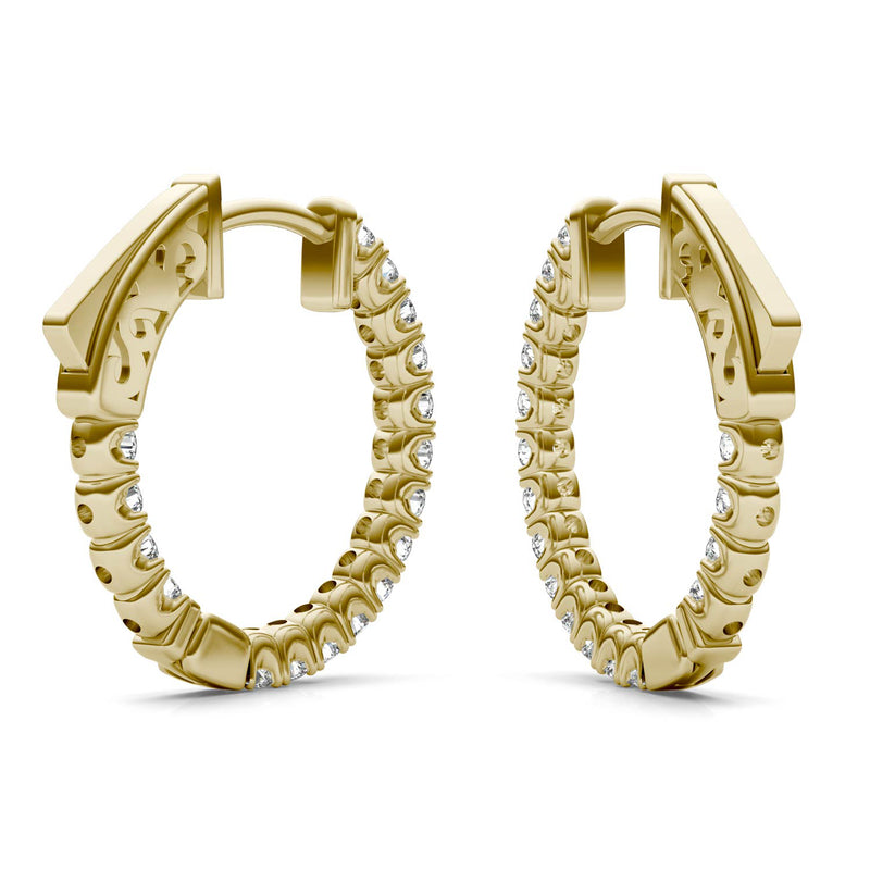 0.68 CTW DEW Round Moissanite Hoop Earrings in 14K Yellow Gold
