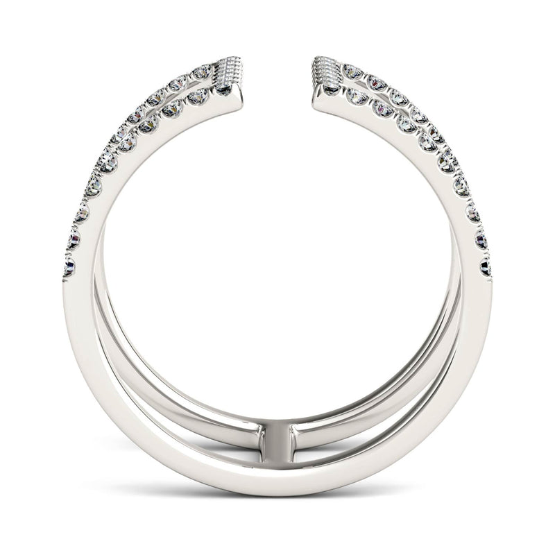 0.50 CTW DEW Round Moissanite Geometric Ring in 14K White Gold
