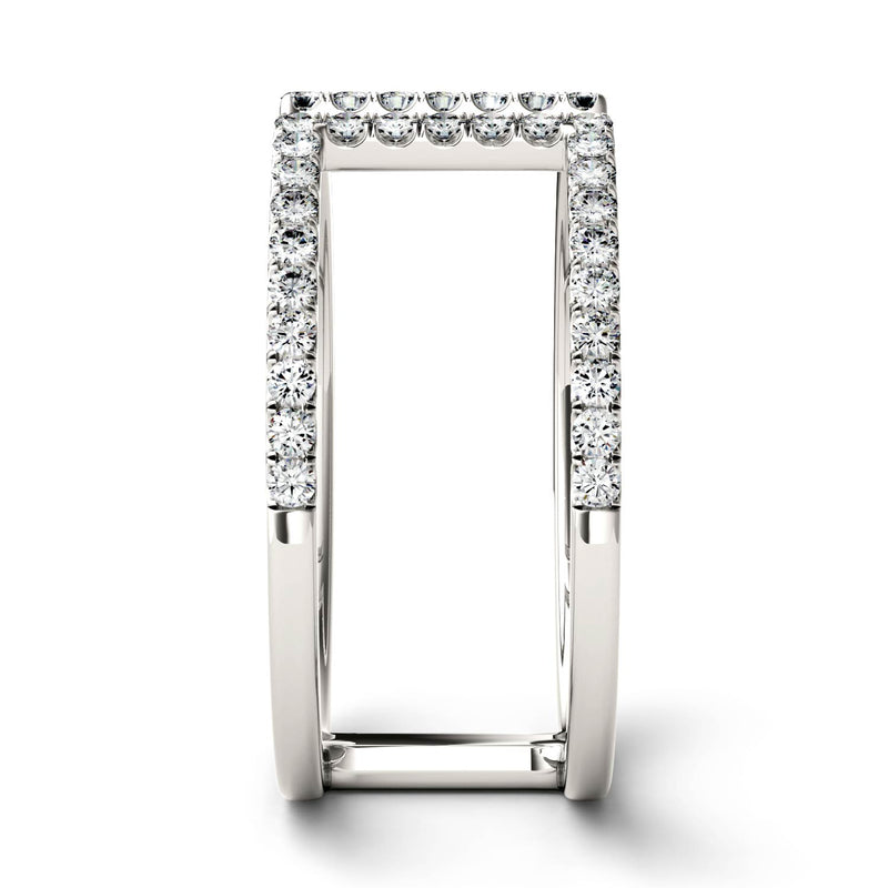 0.50 CTW DEW Round Moissanite Geometric Ring in 14K White Gold