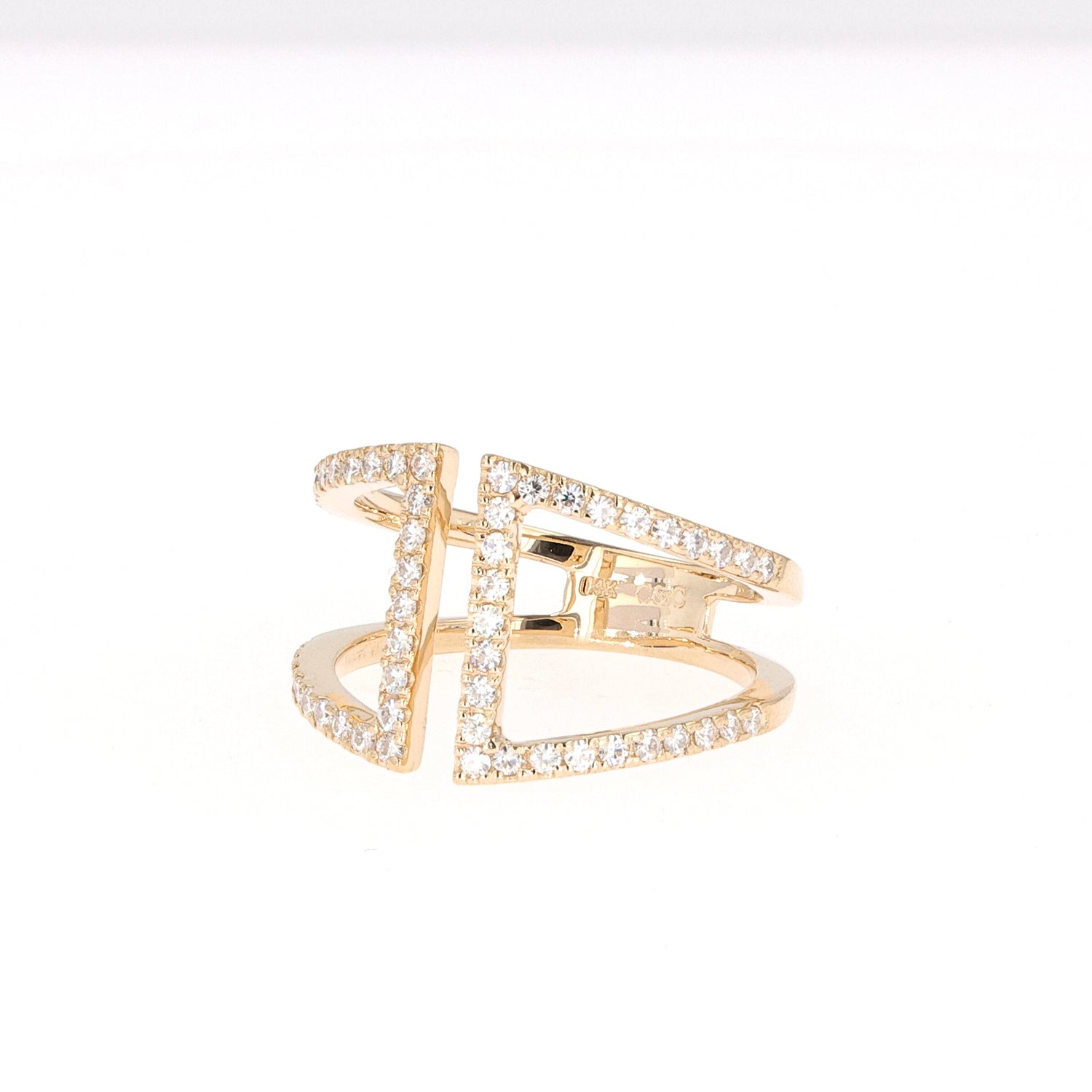 0.54 CTW DEW Round Near-Colorless Moissanite Fashion Ring in 14K Yellow Gold