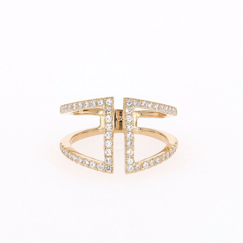0.54 CTW DEW Round Near-Colorless Moissanite Fashion Ring in 14K Yellow Gold