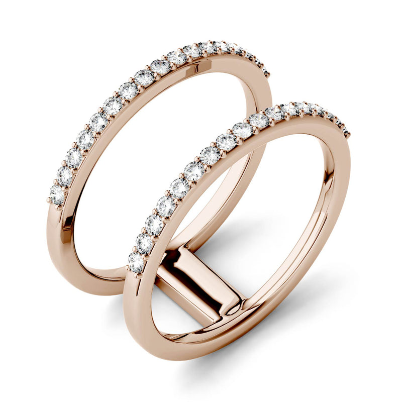 0.34 CTW DEW Round Moissanite Fashion Ring in 14K Rose Gold