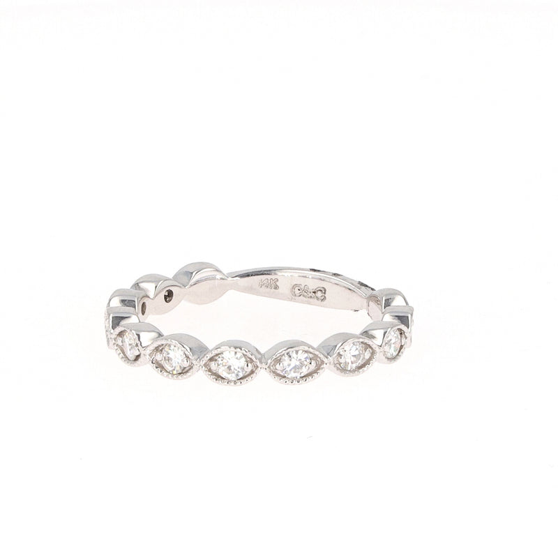 0.40 CTW DEW Round Near-Colorless Moissanite Stackable Ring in 14K White Gold
