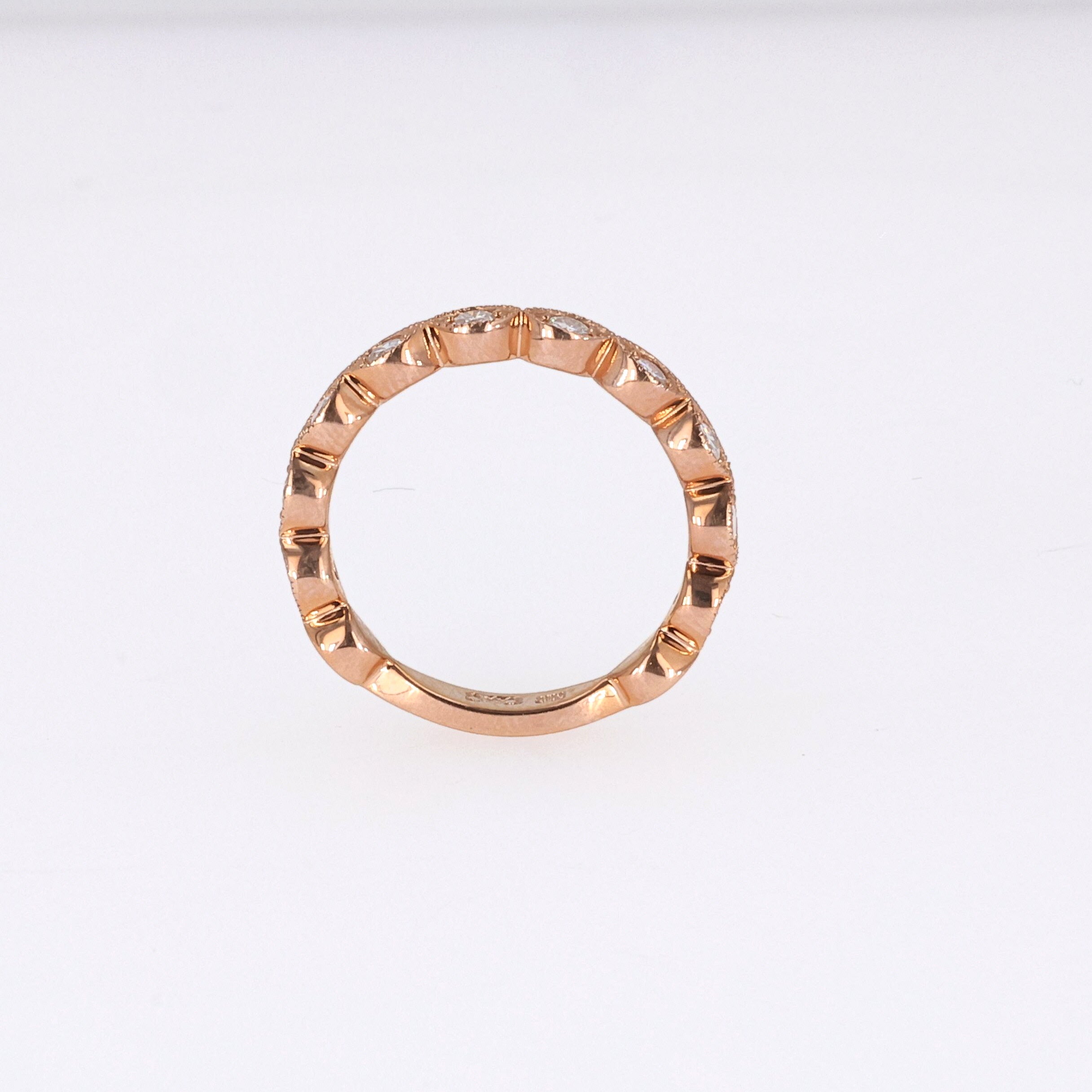 0.40 CTW DEW Round Near-Colorless Moissanite Band in 14K Rose Gold