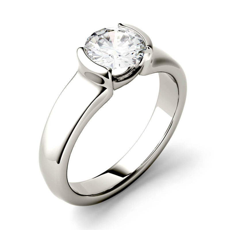 1.00 CTW DEW Round Moissanite Engagement Ring in 14K White Gold