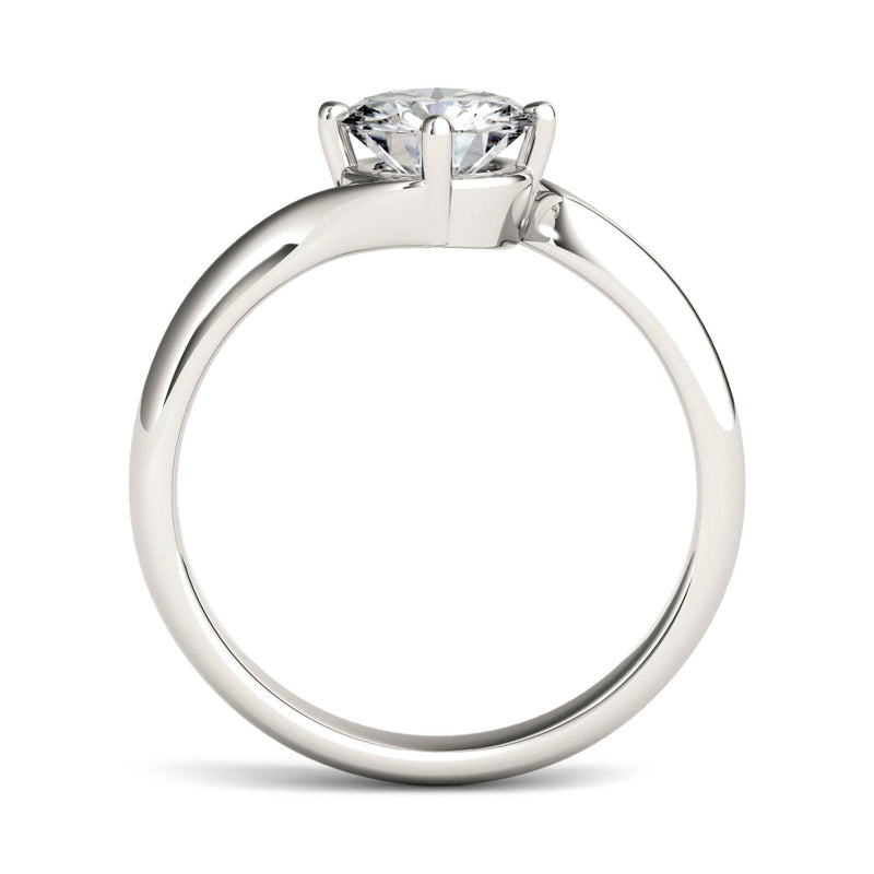 1.00 CTW DEW Round Moissanite Bypass Ring in 14K White Gold