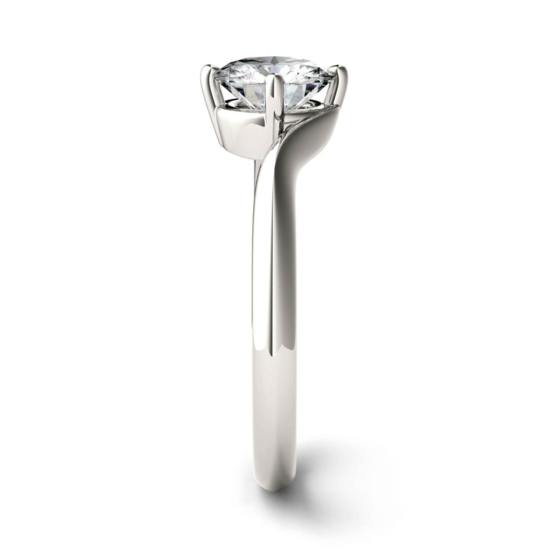 1.00 CTW DEW Round Moissanite Bypass Ring in 14K White Gold