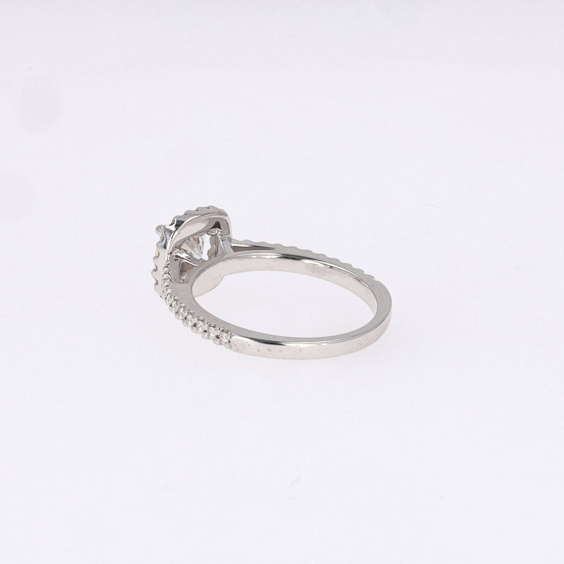 1.41 CTW DEW Round Near-Colorless Moissanite Halo Ring in 14K White Gold