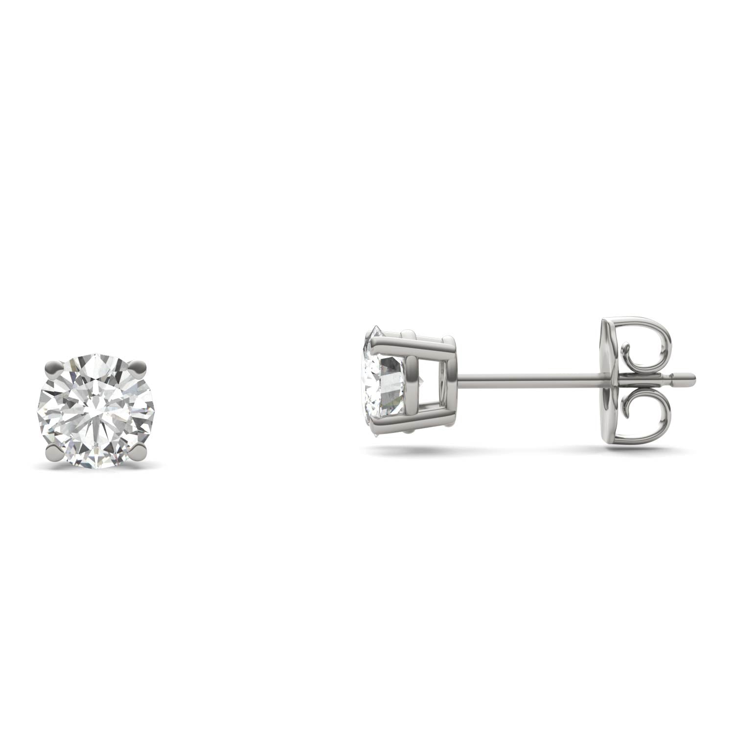 1.00 CTW DEW Round Moissanite Stud Earrings in Platinum