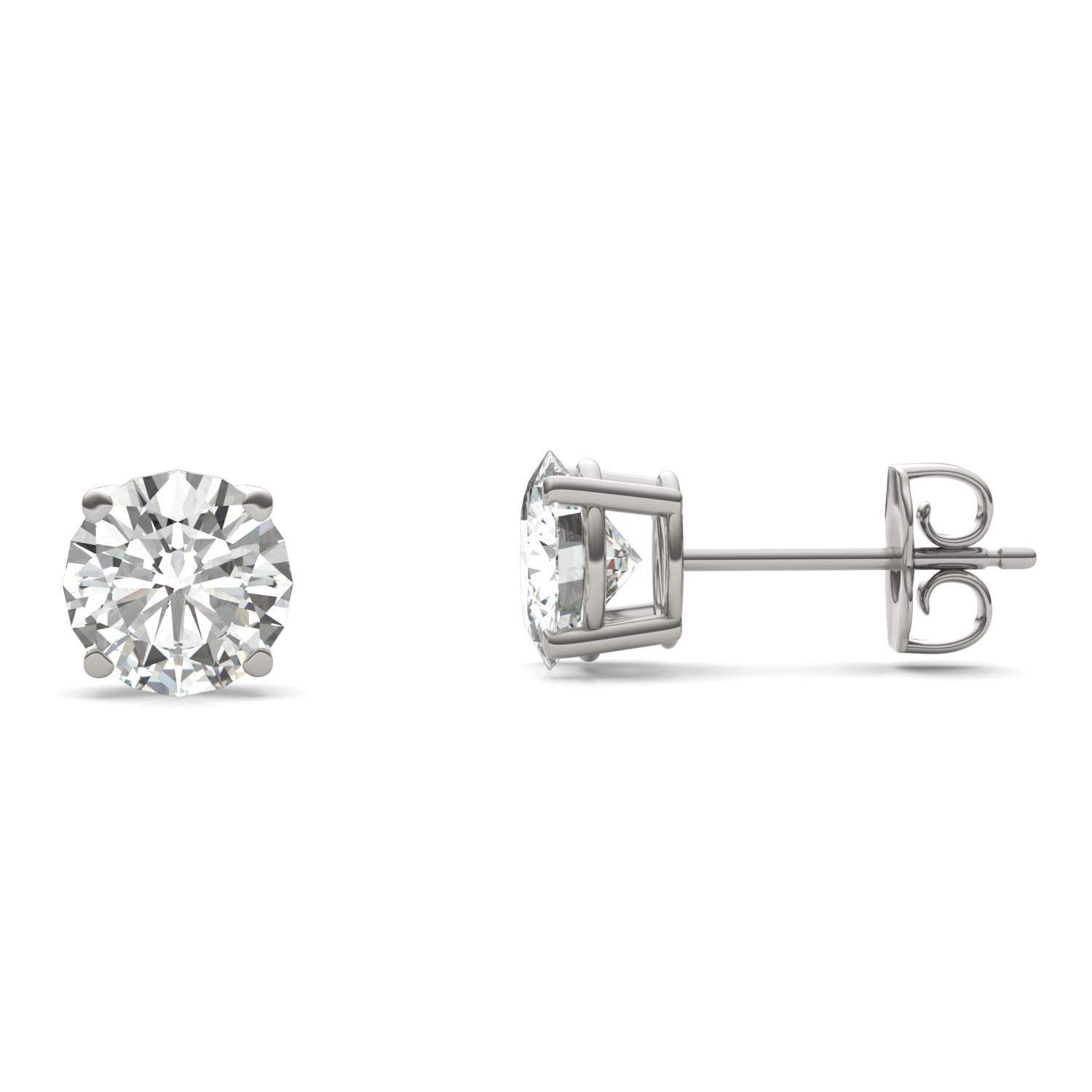 2.00 CTW DEW Round Moissanite Stud Earrings in Platinum