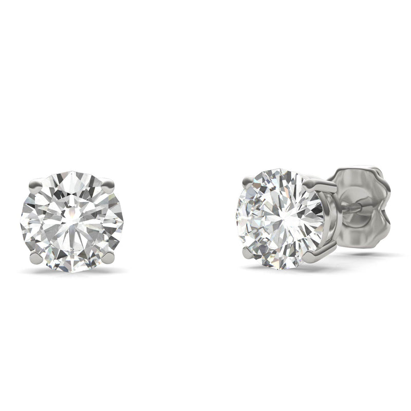 2.00 CTW DEW Round Moissanite Basket Earrings in Platinum